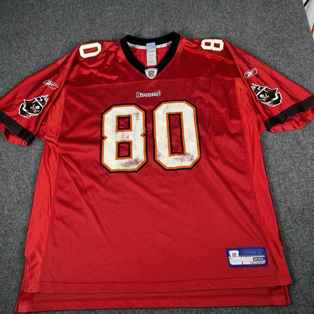 Vintage NFL Michael Clayton 80 Tampa Bay Buccaneers Reebok Jersey Red Logo 2XL - Picture 2 of 6